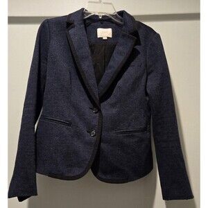 LOFT Women's Navy Blue Herringbone Blazer‎ Jacket Size S